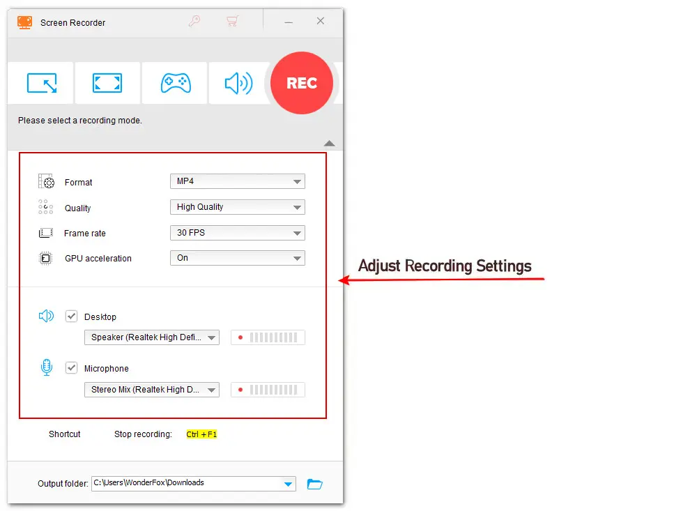 Adjust Settings for Recording Drawing 