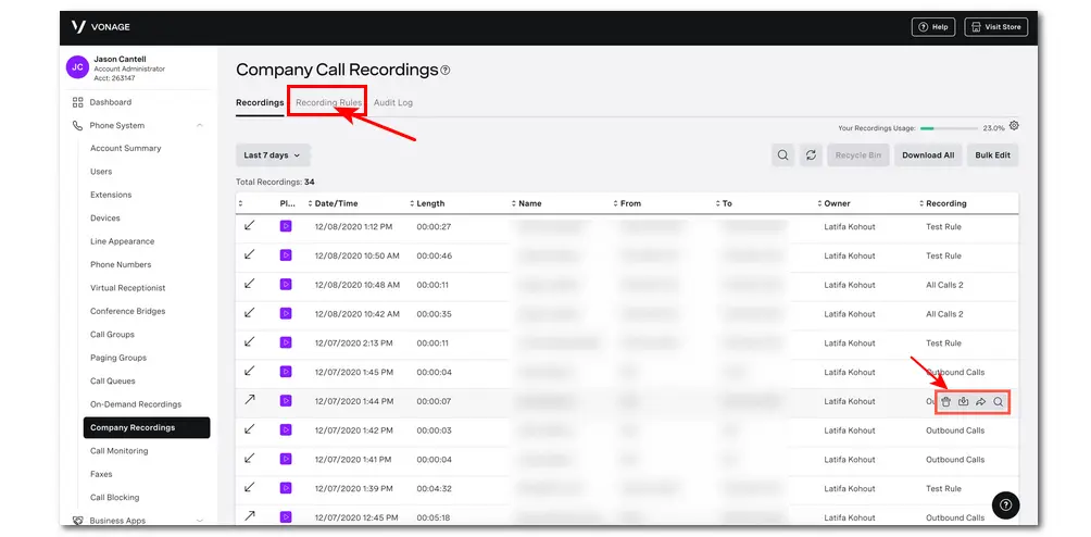 Start Vonage Call Recording