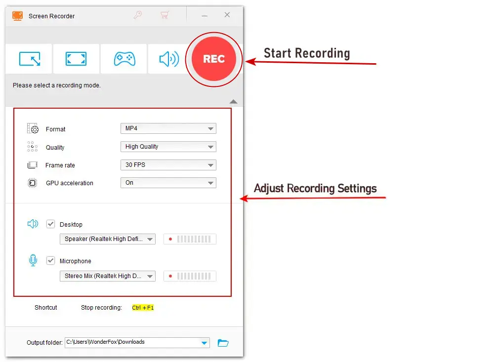 Adjust Recording Settings