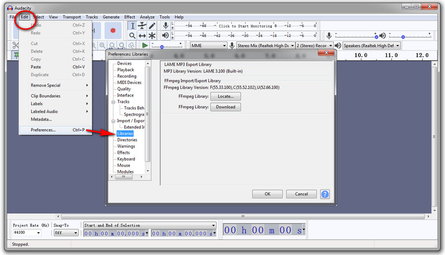 ffmpeg audacity windows