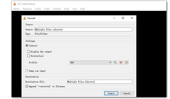 Batch Convert MP3 Files to WAV with VLC