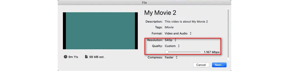 Compress M4V Files on Mac with iMovie