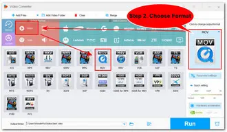 Select MOV from the Output Format Library