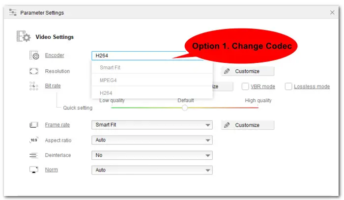 Change MPEG-4 MOV to H.264 MOV 