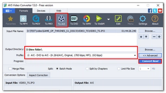 Convert DVD to AVI with AVS