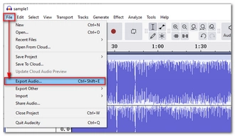 Open Export Audio Window