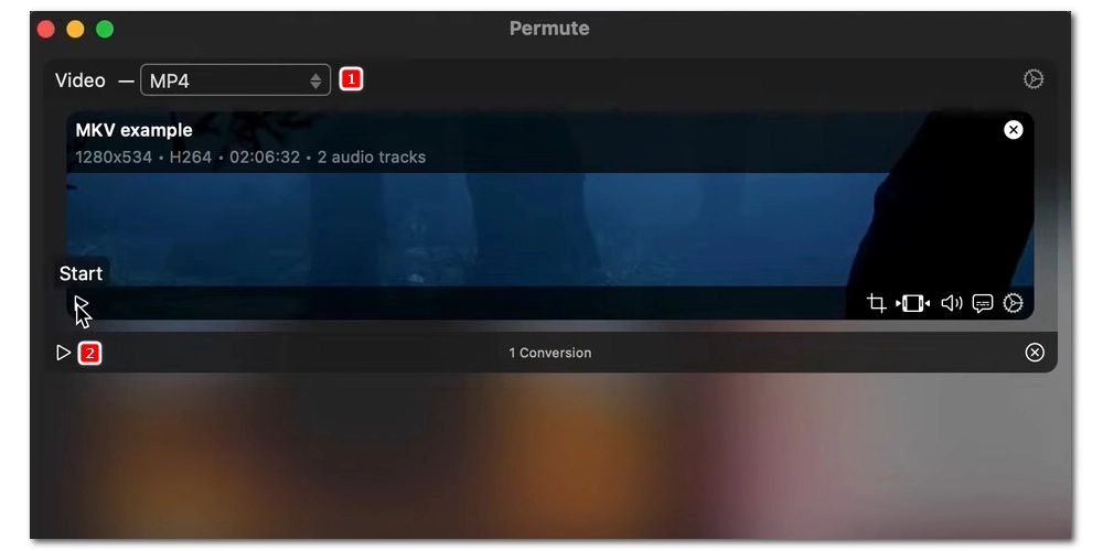 Convert MKV to MP4 in Permute