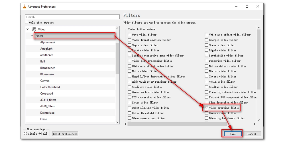 Enable Video Cropping Filter