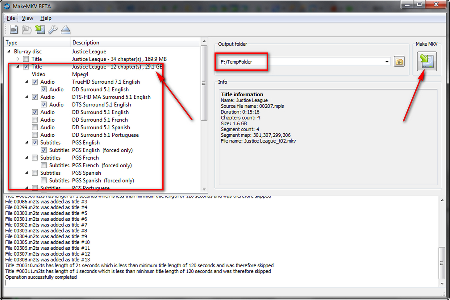 Select Title and Set Output Folder