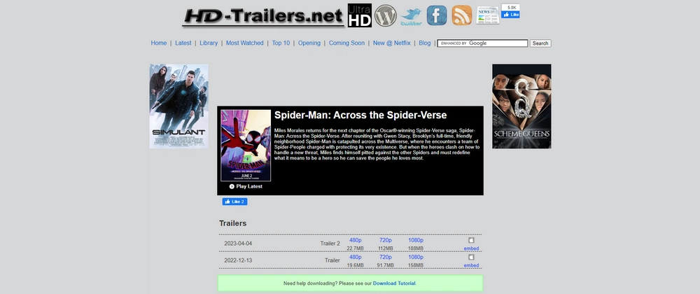 Download Movie Trailers from HD-Trailers