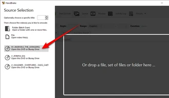 Load a DVD in HandBrake
