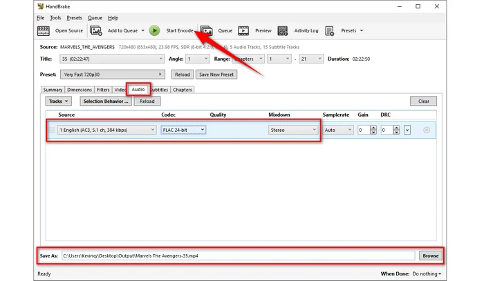 Customize Audio Settings and Start DVD Ripping