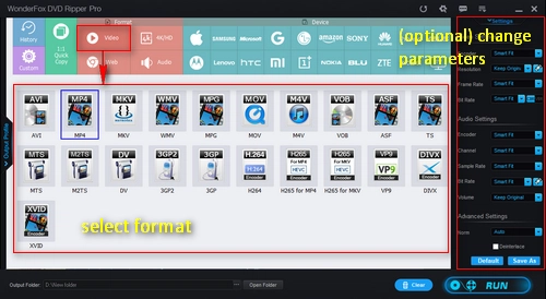 Preset parameters