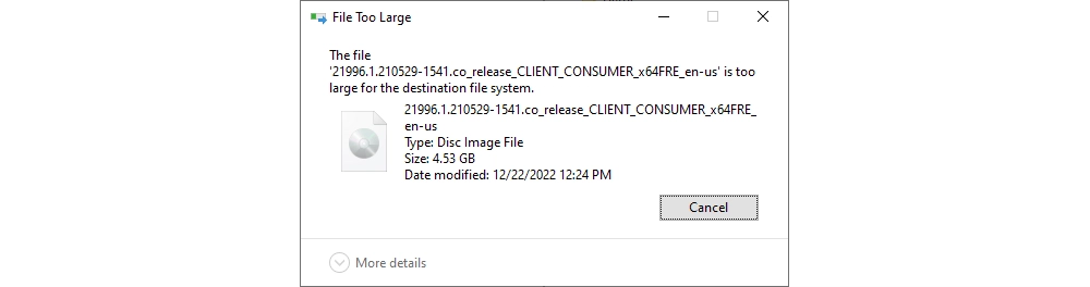 The File is Too Large for Destination File System