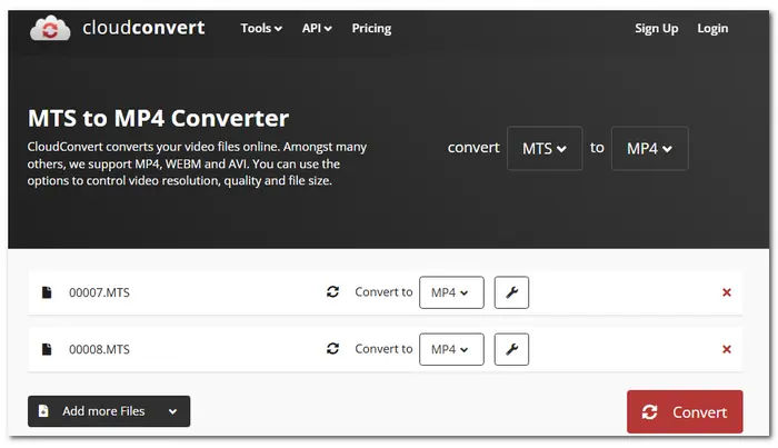 CloudConvert Convert MTS