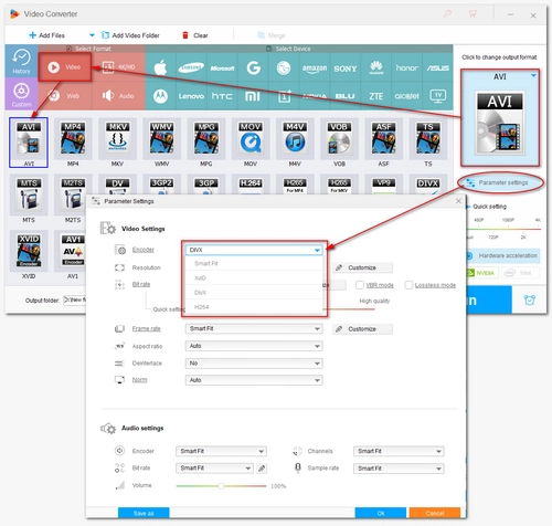 Select AVI as the Output Format