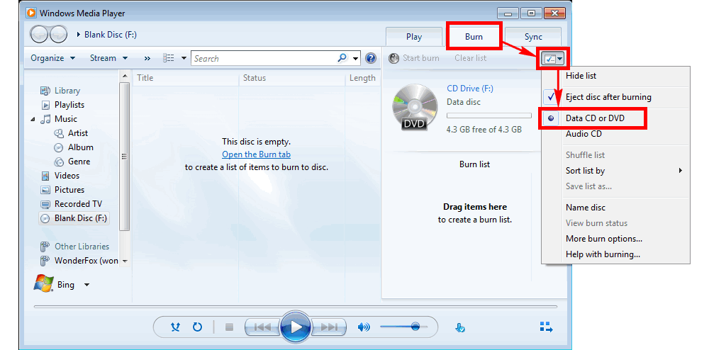 how to burn videos to dvd using windows media player