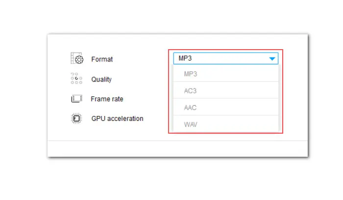 Select Recording Format for Voice Over