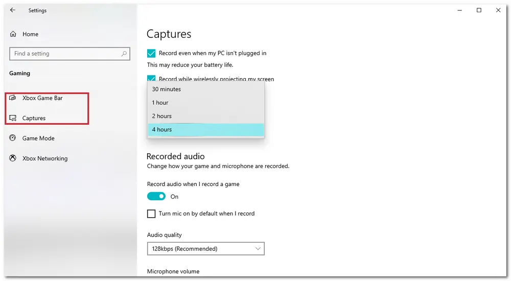 Modify Xbox Recording Settings