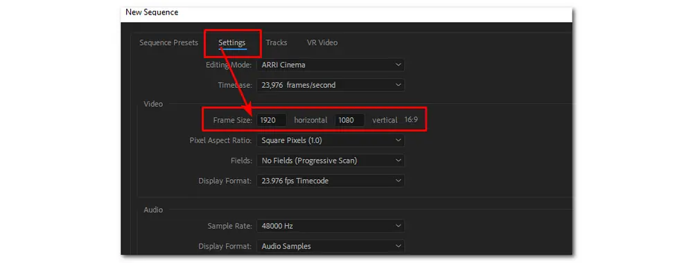 Adjust Sequence Settings