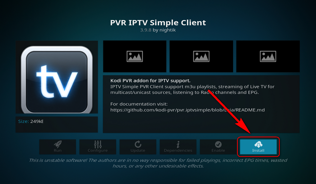 Install PVR IPTV Simple Client