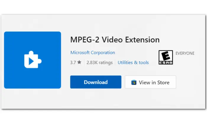 MPEG-2 Video Extension from Microsoft Store