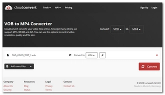 Convert MPEG-2 to MP4 with CloudConvert