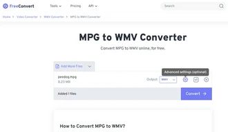 Convert MPG to WMV Online