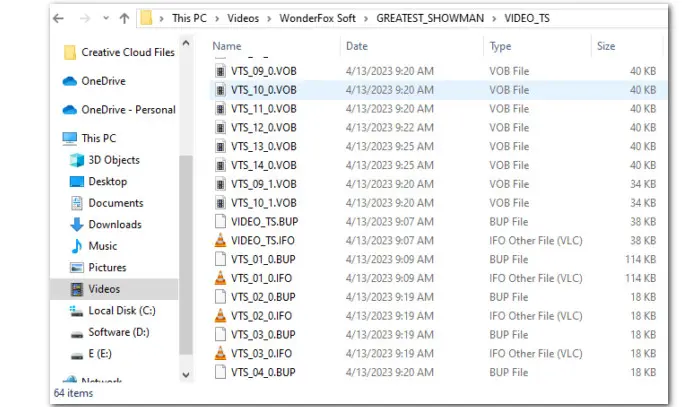 VOB Files in DVD Folder